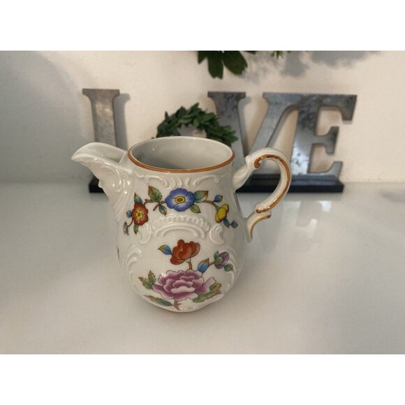 Estee Lauder Chinoiserie Floral Porcelain Creamer Pitcher Butterfly & Flowers - Picture 9 of 16